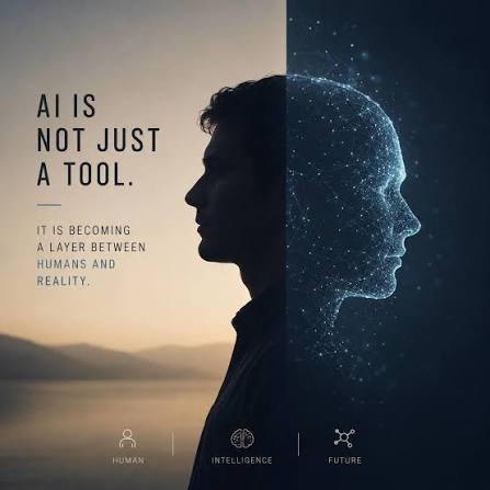 人与数字AI的侧面剪影——AI 不只是工具，它正在成为人与现实之间的一层